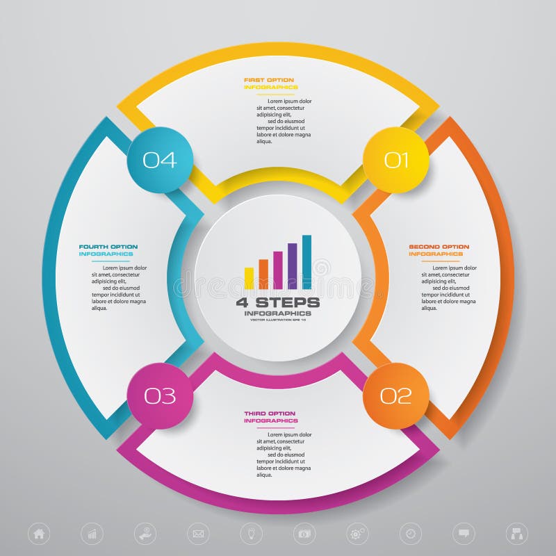 4 steps cycle chart infographics elements for data presentation. EPS 10.