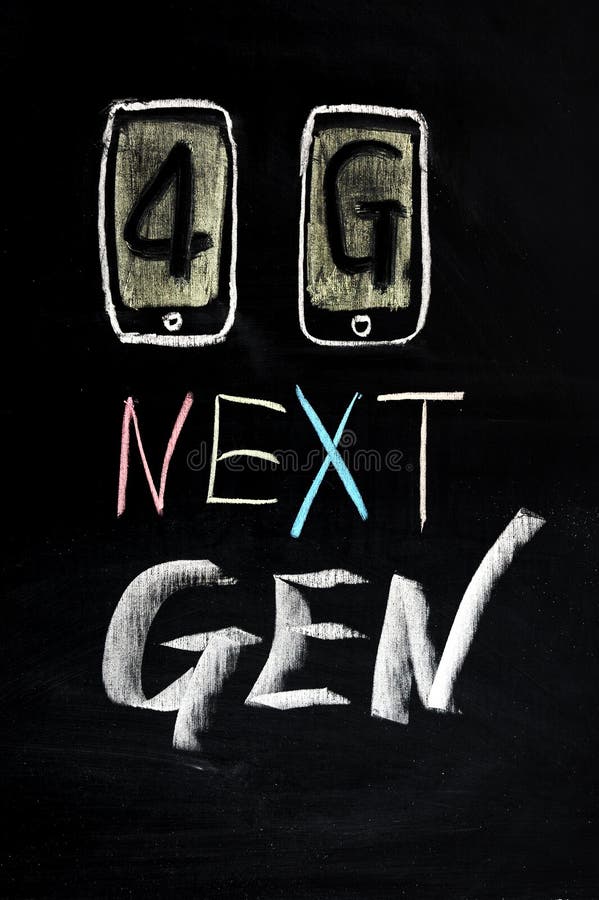 Chalk drawing - 4G, next generation mobile technology. Chalk drawing - 4G, next generation mobile technology