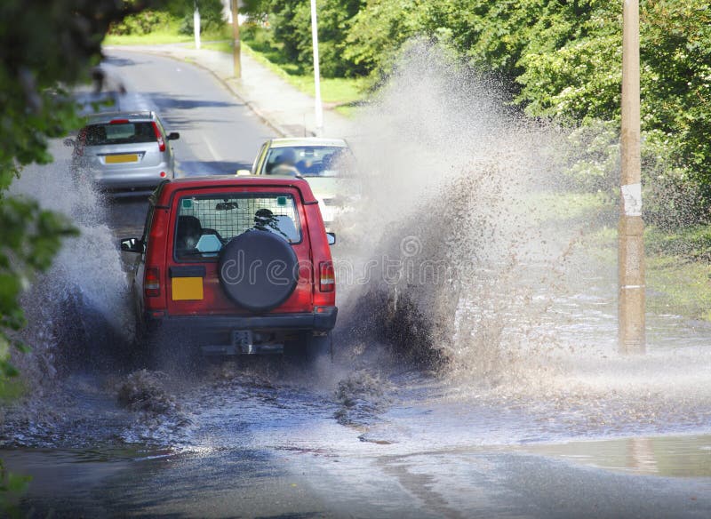 4x4 Car Driving Through Flood Water Stock Image Image 28768851