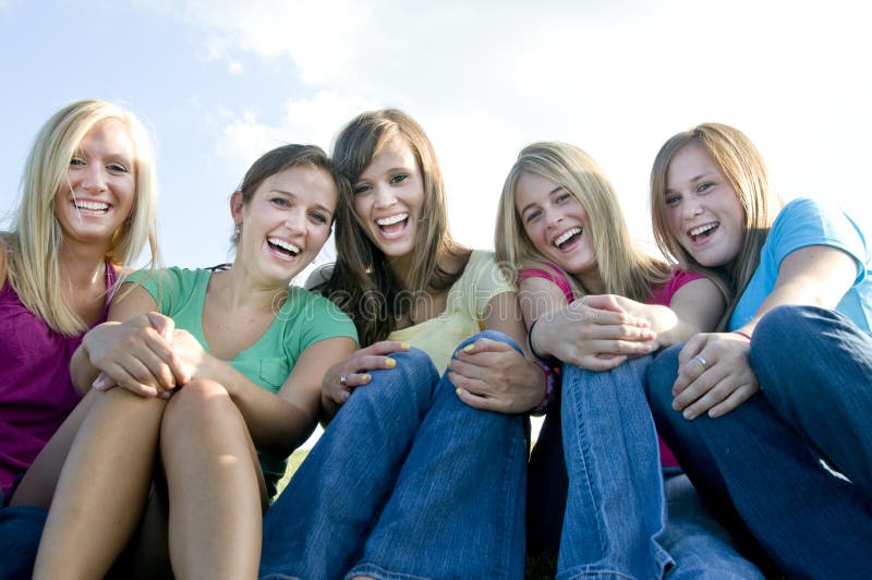 Girls Sitting Together And Laughing Stock Image Image Of Group | My XXX ...