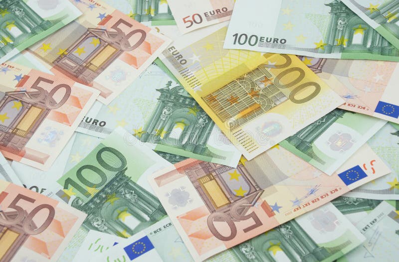 50, 100 and 200 euro banknotes background