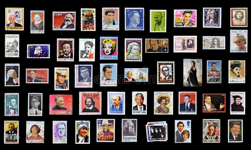 50 stamps of personalities from around the world. 50 stamps of personalities from around the world