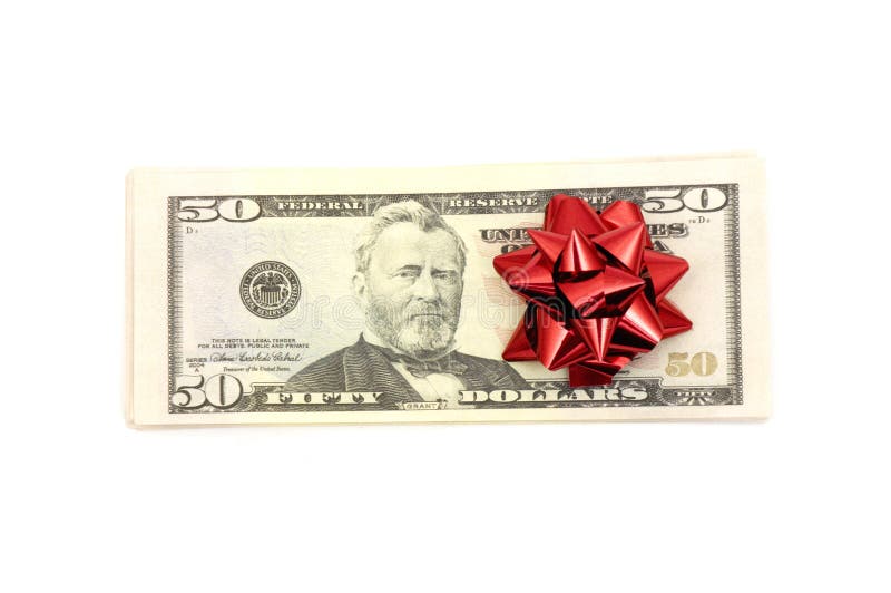 50 Dollar with holidays bow