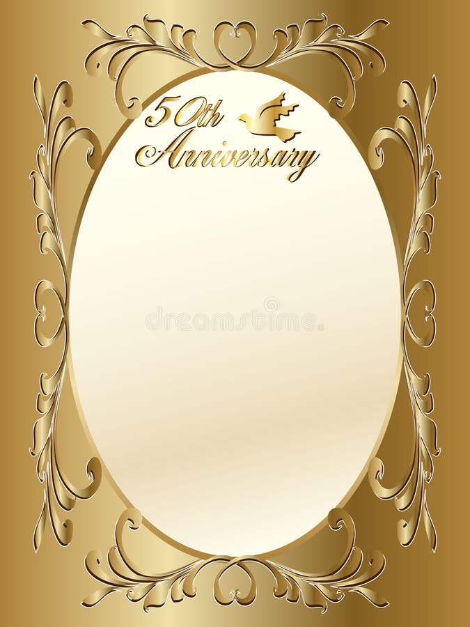 A 50th wedding anniversary border with copyspace, text and beautiful hearts. A 50th wedding anniversary border with copyspace, text and beautiful hearts