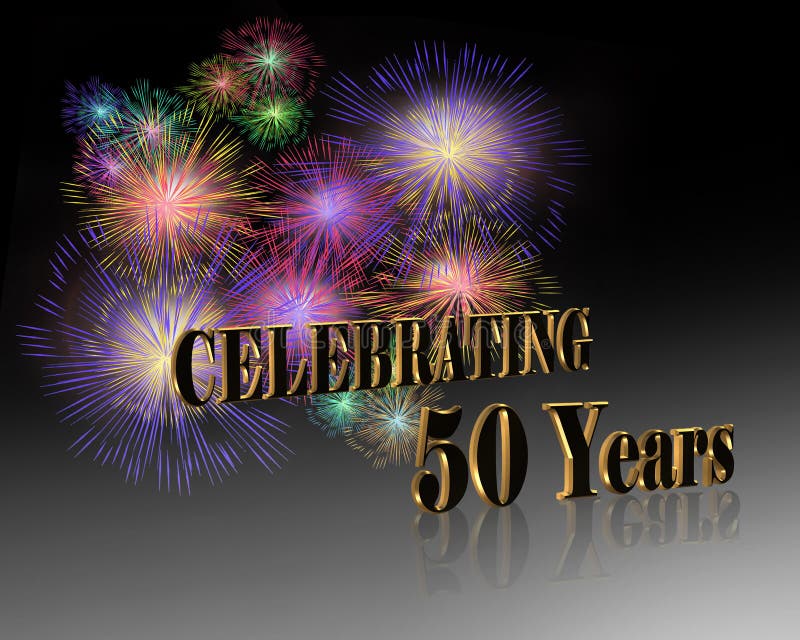 50 Year Celebration or Anniversary card or background with fireworks. 50 Year Celebration or Anniversary card or background with fireworks.