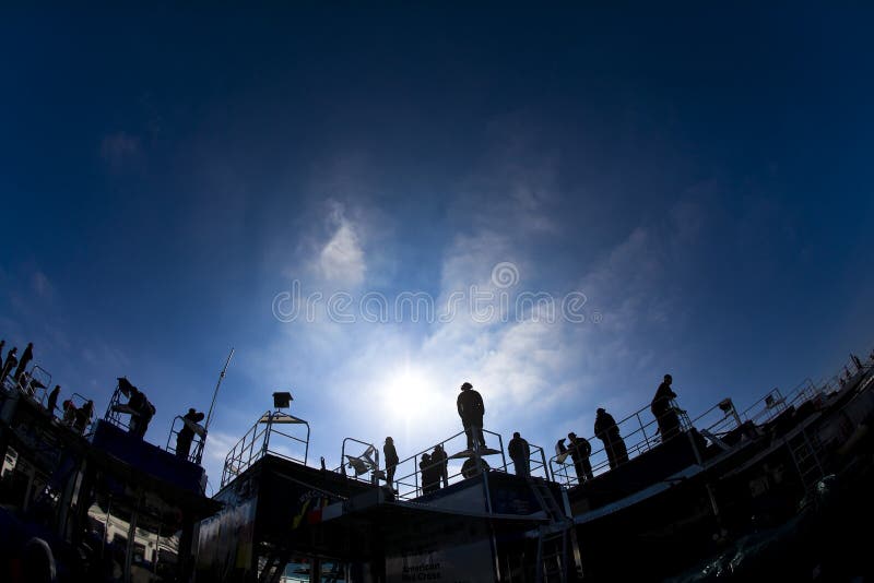 Crews make ready for the Great American Race at the Daytona International Speedway in Daytona Beach, FL. Crews make ready for the Great American Race at the Daytona International Speedway in Daytona Beach, FL.