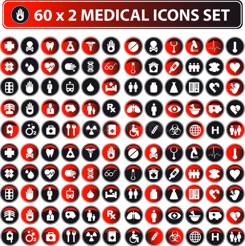 60x2 shiny Medical icons, button
