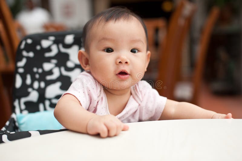 7 Month Old Asian Baby Girl Stock Image Image Of Female Dining 19927933