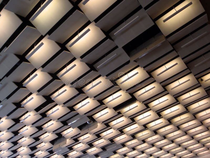 70's style convention hall lighting royalty free stock image