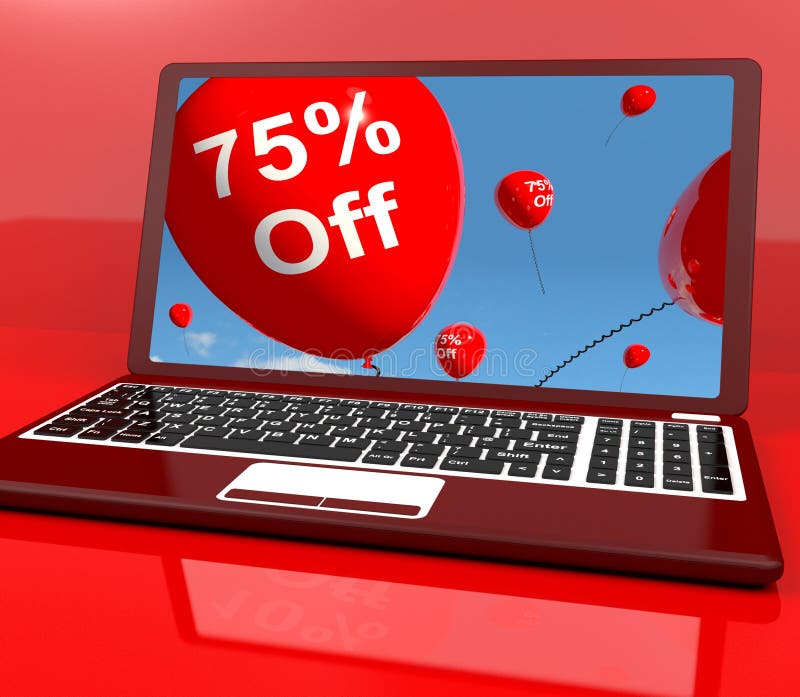 75 Off Balloons On Computer Showing Discount