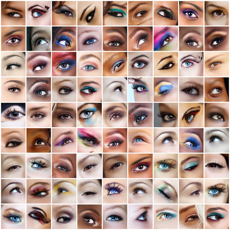 Collection of 81 pictures of eyes with artistic make-up, models of different ethnicities. Collection of 81 pictures of eyes with artistic make-up, models of different ethnicities.