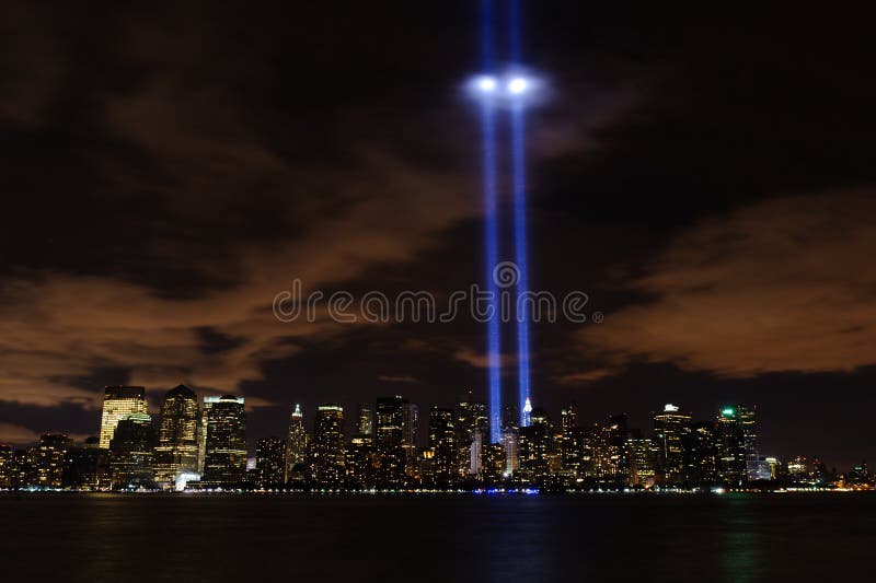 Image of the Tribute In Light display from 9/11/ 2010 in New York City with reflection on clouds. Image of the Tribute In Light display from 9/11/ 2010 in New York City with reflection on clouds