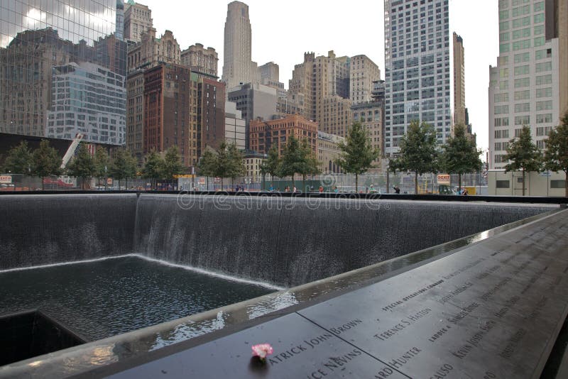 View of the South Pool at the newly opened 9-11 Memorial in New York City. View of the South Pool at the newly opened 9-11 Memorial in New York City