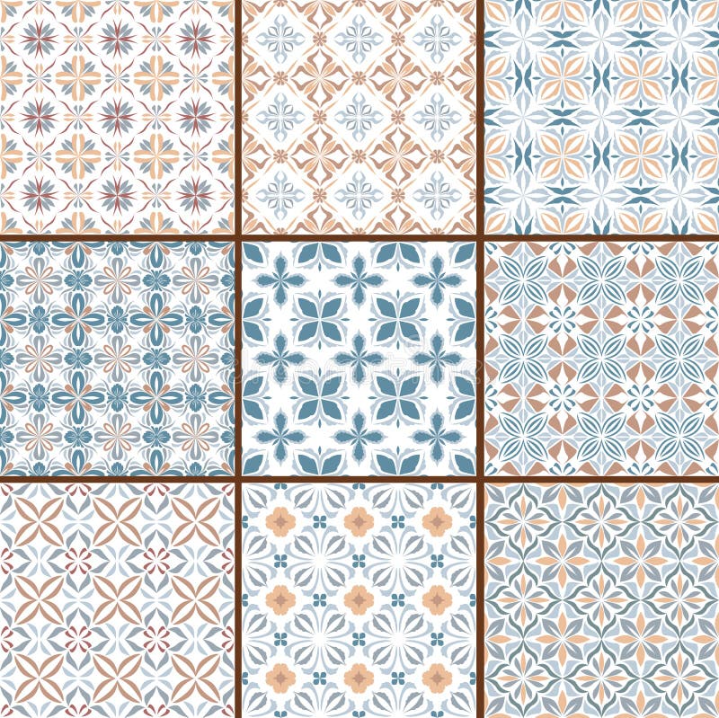 9 floral seamless patterns royalty free illustration