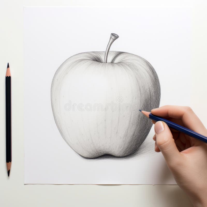 Realistic Pencil Drawing of an Apple with Foreshortening