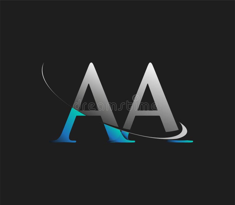 AA Initial Logo Company Name Colored Blue and White Swoosh Design