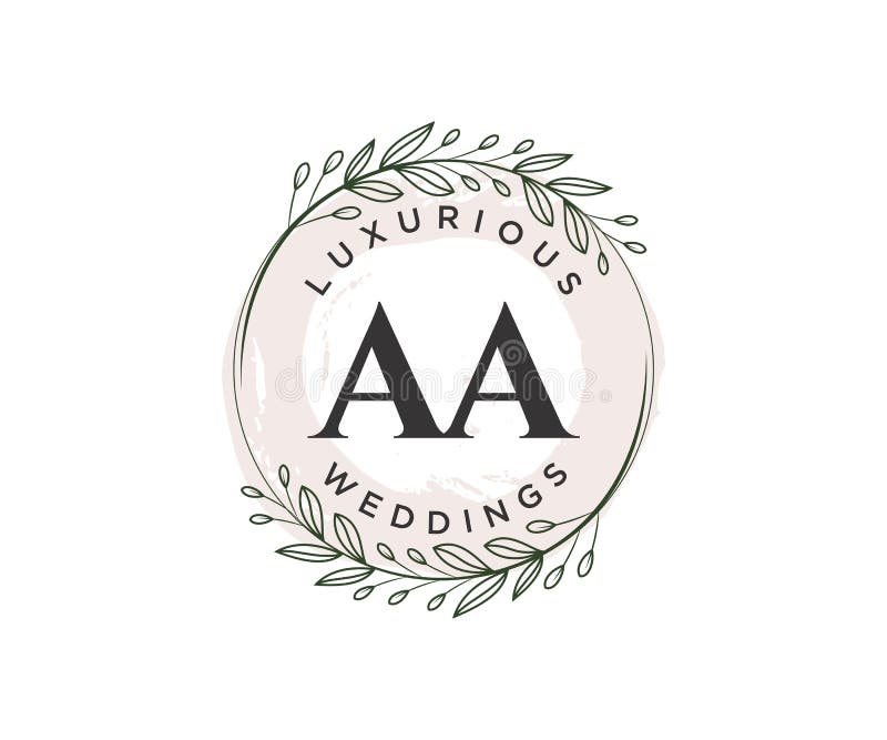 Simple Wedding Logo Floral Wedding Monogram Logo Editable 