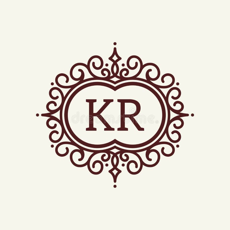 Luxury typography vector of KR initial name luxury typeface branding emblem. Kr logo real estate vectors
