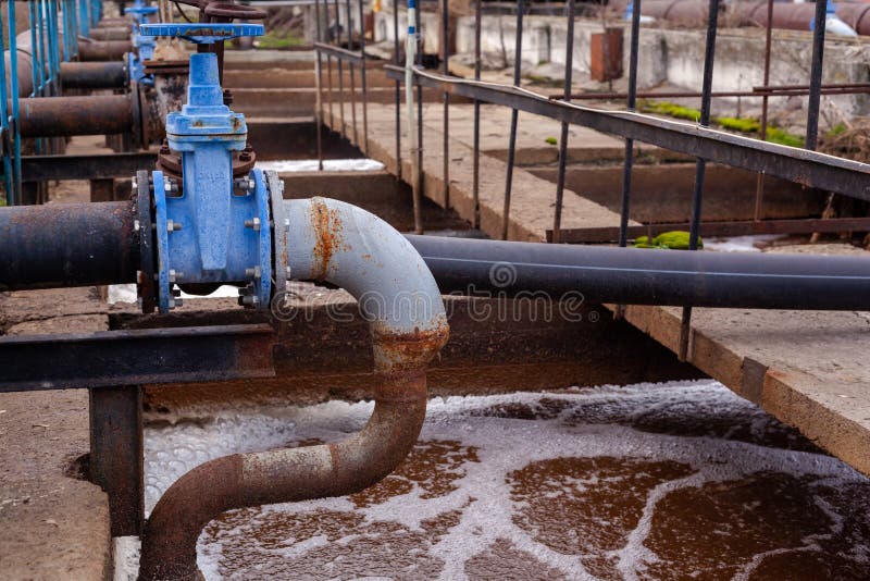 Sewage Treatment Plant Piping Stock Photo Image of pipe, sewer 34777680
