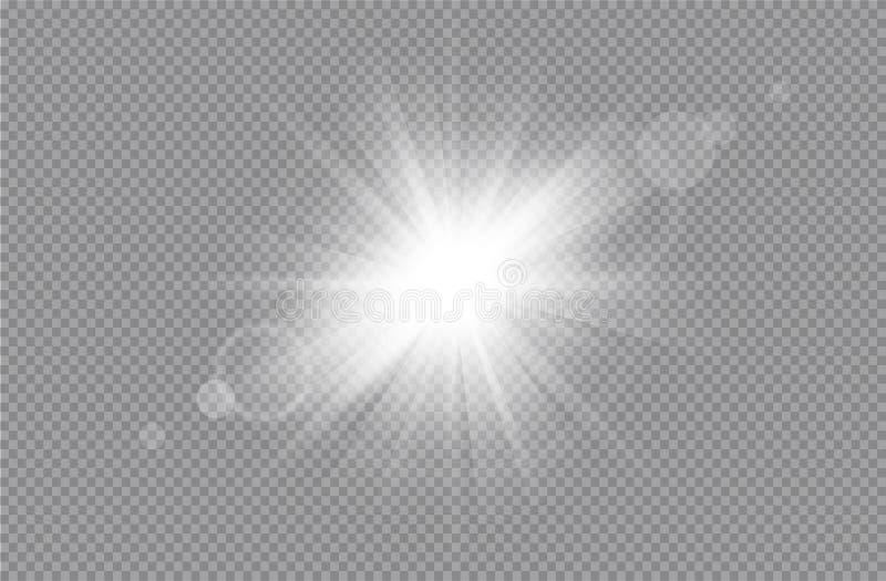 White glowing light burst explosion with transparent. Vector glowing light effect with gold rays and beams. Transparent shine grad