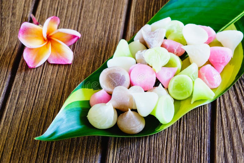 Aalaw, Alua oder Faszination, thailändische traditionelle Süßigkeitssüßspeise Co lizenzfreies stockfoto Aalaw, Alua oder Faszination, thailändische traditionelle Süßigkeitssüßspeise Co lizenzfreies stockfoto