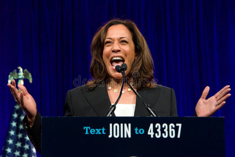 San Francisco, CA - August 23, 2019: Presidential candidate Kamala Harris speaking at the Democratic National Convention summer session in San Francisco, California. San Francisco, CA - August 23, 2019: Presidential candidate Kamala Harris speaking at the Democratic National Convention summer session in San Francisco, California