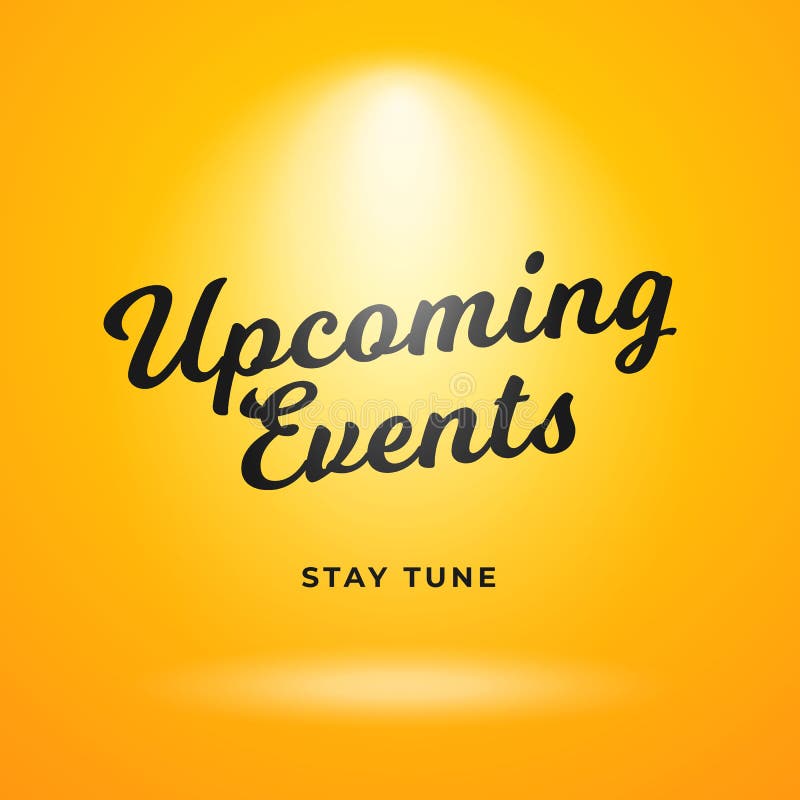 Aanstaande van de gebeurtenissenaffiche ontwerp als achtergrond Gele achtergrond met heldere schijnwerpervector illustraton