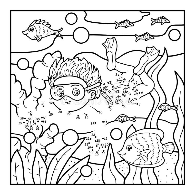 Aantallenspel voor kinderen, weinig jongen die in het overzees zwemmen vector illustratie Aantallenspel voor kinderen, weinig jongen die in het overzees zwemmen vector illustratie