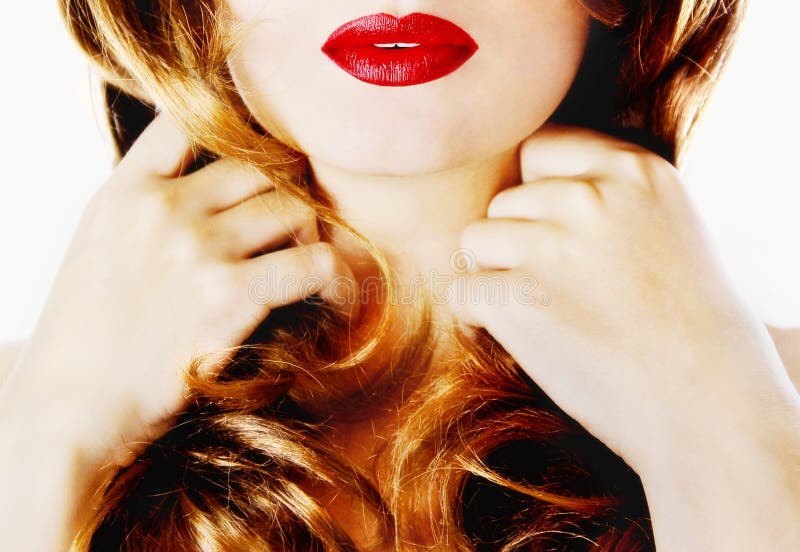 Aantrekkelijk Sexy Jong Vrij Gezond Vrouw Model Die Met Eerlijke Teint Rode Lippen Lange Blonde