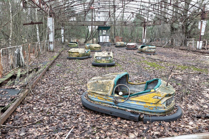 Attraction in amusement park in overgrown ghost city Pripyat near Chernobyl nuclear power plant in Ukraine. Attraction in amusement park in overgrown ghost city Pripyat near Chernobyl nuclear power plant in Ukraine.