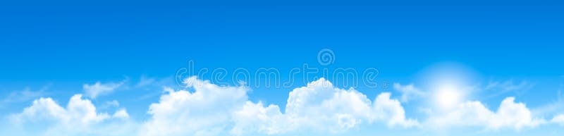 Aardachtergrond met blauwe hemel en wolken
