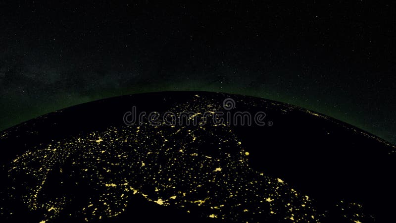 Aarde bij nacht met ruimteachtergrond vector illustratie