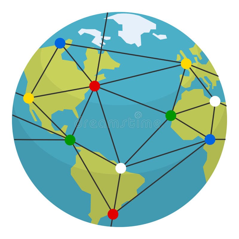 Aarde, Globaliserings & Verbindingen Vlak Pictogram stock illustratie Aarde, Globaliserings & Verbindingen Vlak Pictogram stock illustratie