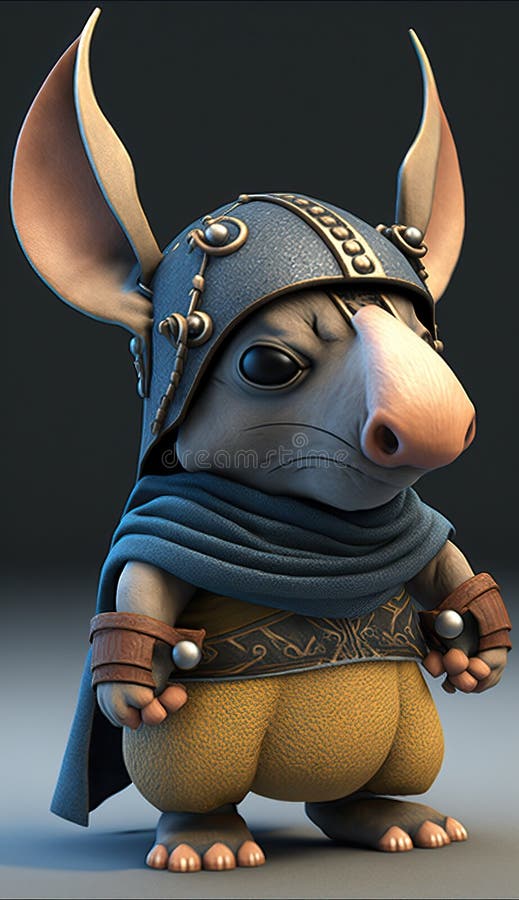 Aardvark uroczy wojownik zwierząt 3d model gry genetyczny ai royalty ilustracja
