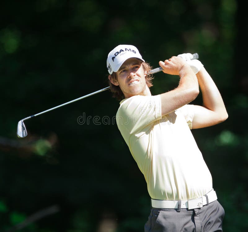 BETHESDA, MD - JUNE 15: Aaron Baddeley hits a shot at Congressional during the 2011 US Open on June 15, 2011 in Bethesda, MD.