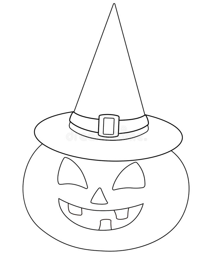 desenho de bruxa de desenho animado e pilha de abóboras de halloween para  colorir 11796249 Vetor no Vecteezy