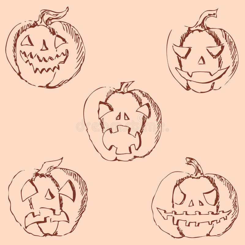 Abóbora Para Halloween Desenho De Lápis à Mão Ilustração do Vetor -  Ilustração de outono, preto: 80318100