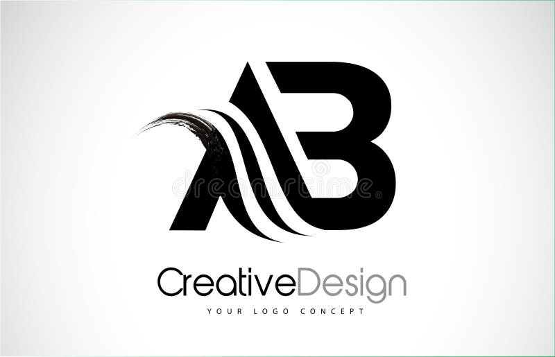 AB A B Creative Brush Black Letters Design With Swoosh stock illustration AB A B Creative Brush Black Letters Design With Swoosh stock illustration