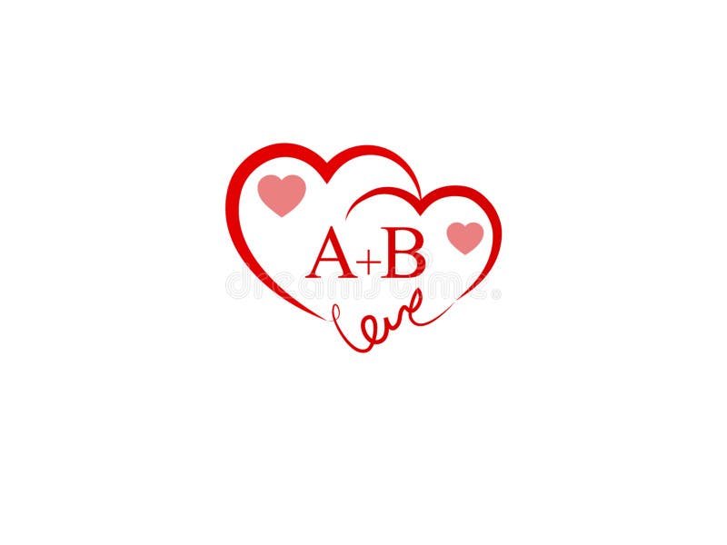 AB Initial Heart Shape Red Colored Logo. Stock Vector - Illustration of  invitation, valentine: 139341950