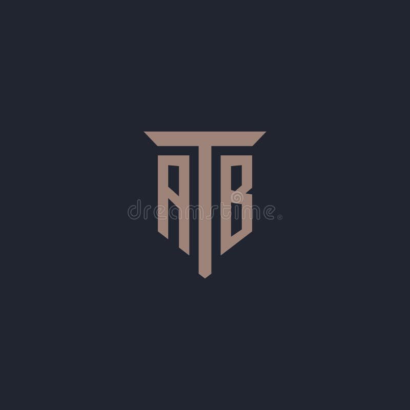 AB initial logo monogram with pillar icon design royalty free illustration