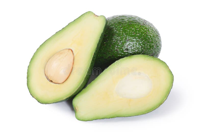 Abacate fresco isolado sobre fundo branco foto de stock royalty free