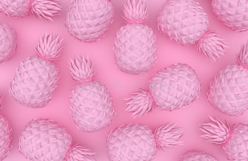Abacaxis monocromáticos cor-de-rosa em um fundo cor-de-rosa Textura nas cores pastel Fruto exótico tropical rendição 3d ilustração royalty free Abacaxis monocromáticos cor-de-rosa em um fundo cor-de-rosa Textura nas cores pastel Fruto exótico tropical rendição 3d ilustração royalty free
