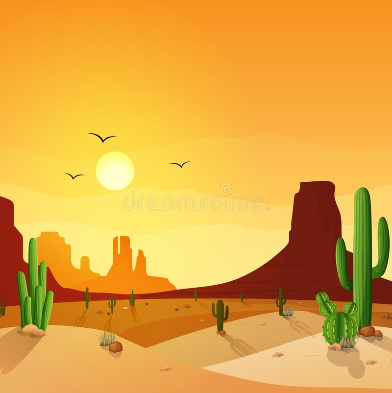 Fundo De Areia Movediça De Cacto Sol Do Deserto, Deserto, Ilustração, Cacto  Imagem de plano de fundo para download gratuito