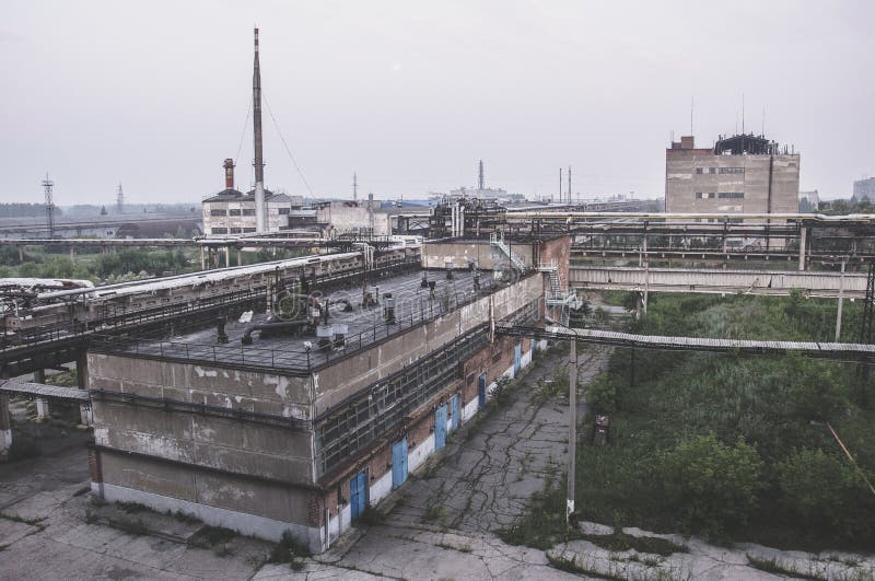 Abandoned Factory - Concrete Ruins in Industrial District Stock Photo ...