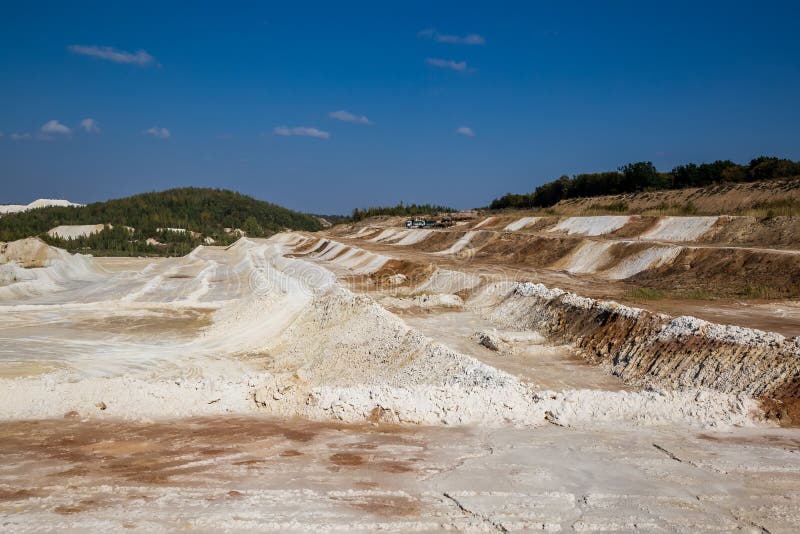 Abandoned Granite and Sand Quarry with a Lake. Stone Extraction in the