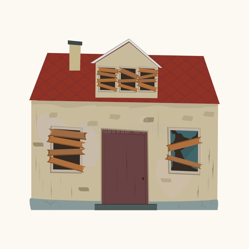 Abandoned house. Flat design.