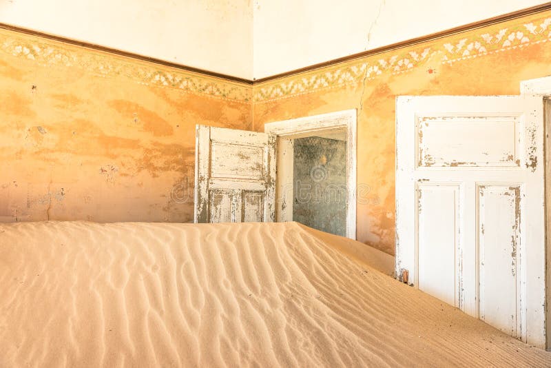 Abandoned house in the ghost town of Kolmanskop in Namibia