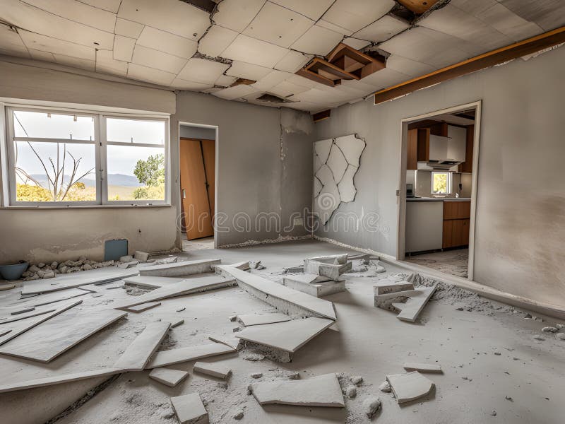 abandoned house interior, interior with windows