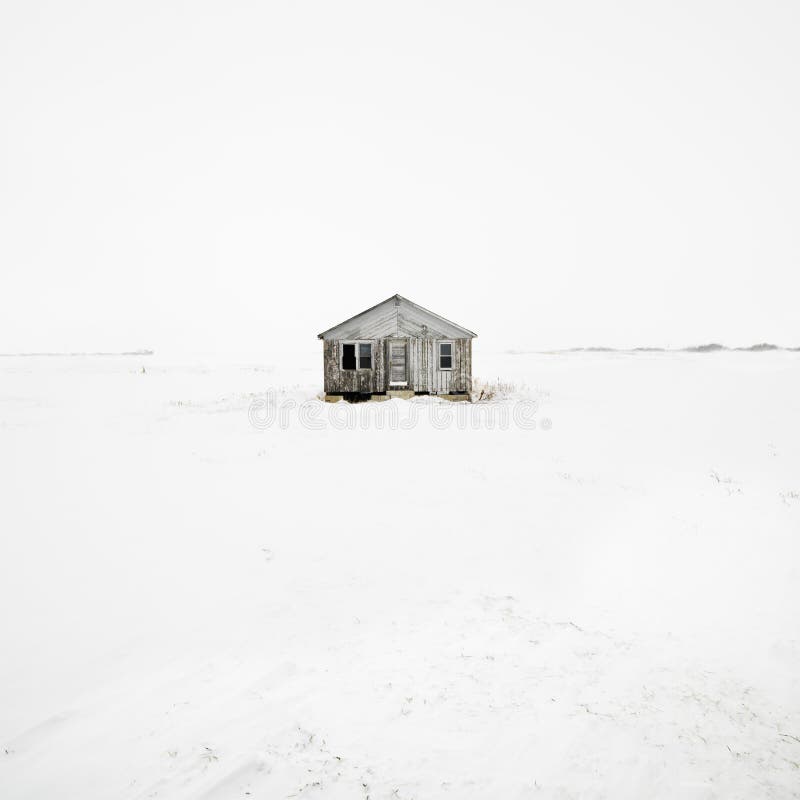 Abandoned house in winter.