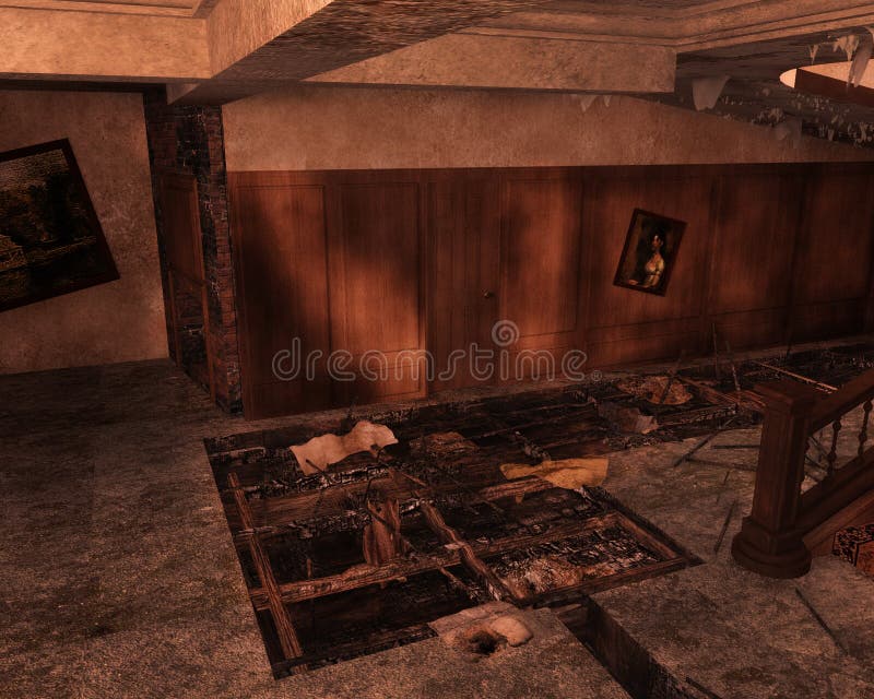 Abandoned Interior, 3D CG vector illustration